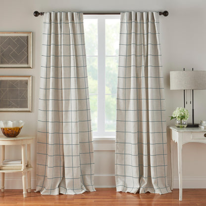 Brighton Windowpane Plaid Blackout Window Curtain Panel, Linen - 52" W x 84" L