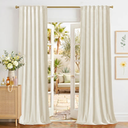 NICETOWN Olive Green Velvet Blackout Curtains 84" Long, 52" Wide, 2 Panels