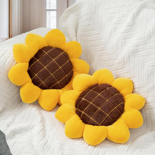 2 Pcs Sunflower Pillow 15" Yellow Decorative Throw Pillows for Home Decor