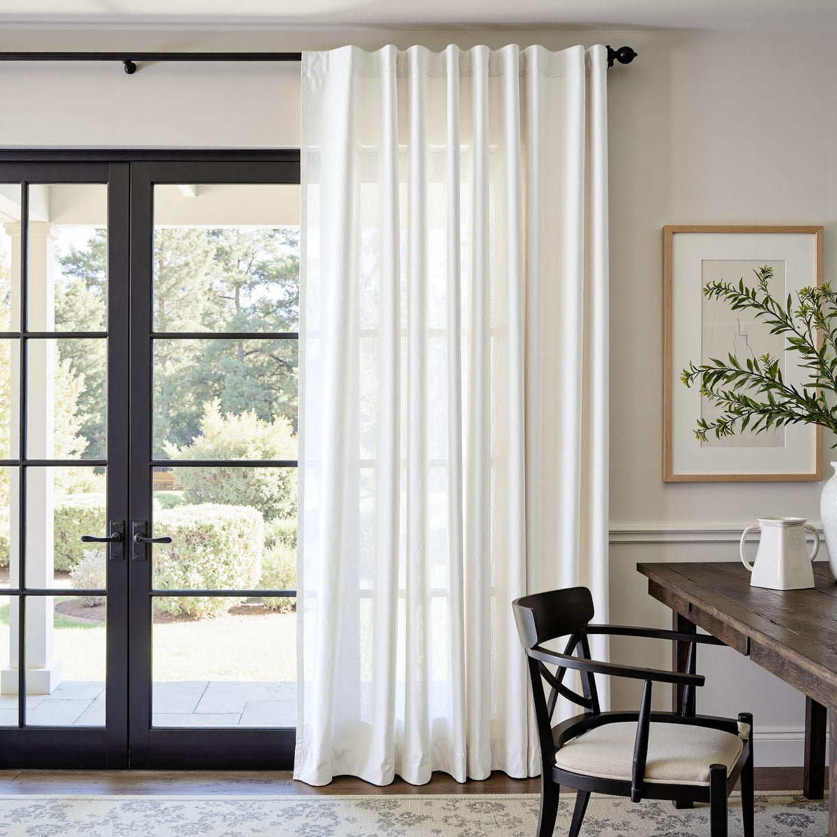 jinchan Linen Curtains Light Filtering Back Tab 50x96 Inch 2 Panels Beige