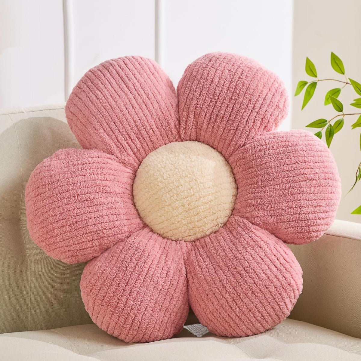 XIAIJIA 3PCS Flower Pillow, Daisy Throw Pillows, Flower Cushion 15.7 Inch