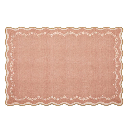 GarveeHome 5x7 Scalloped Area Rug Jute Washable Bedroom Living Room Rug