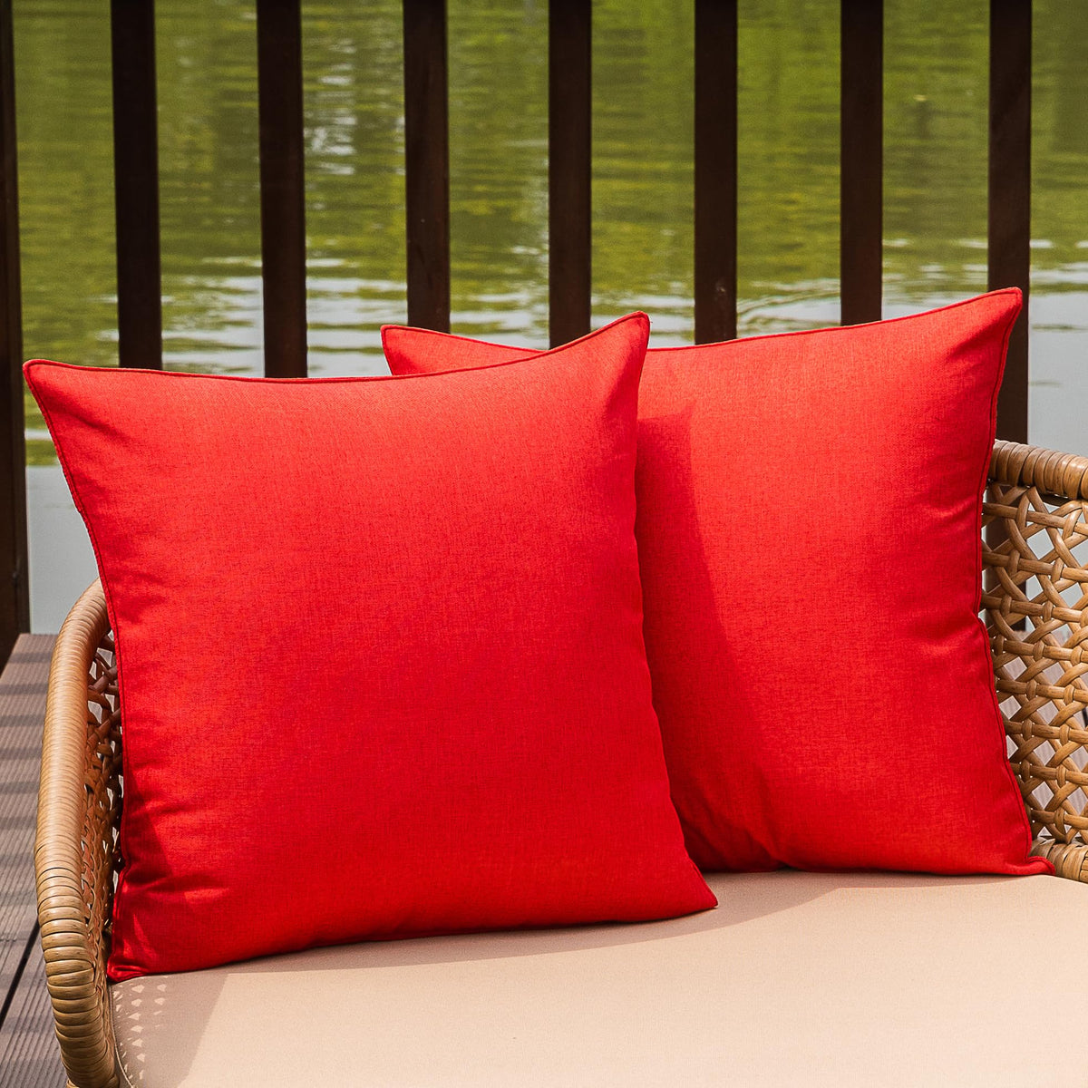 NiNi ALL Waterproof Outdoor Pillow Covers 18x18 Set of 2 Patio Black