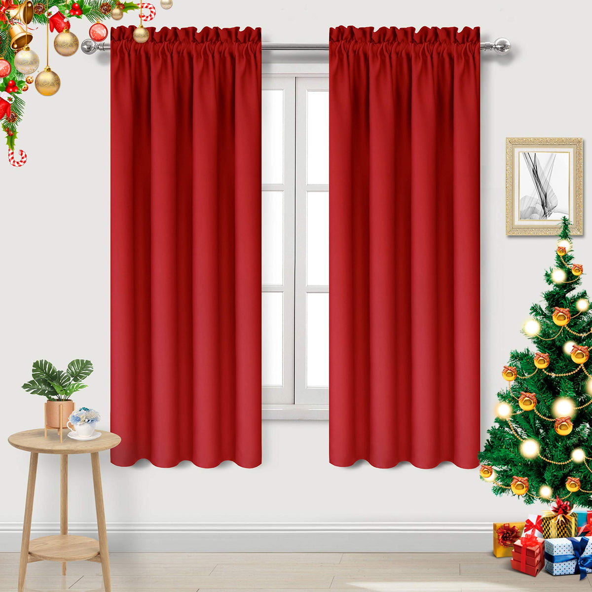 DWCN Blackout Curtains for Bedroom Living Room 42 x 63 Inch Long Black