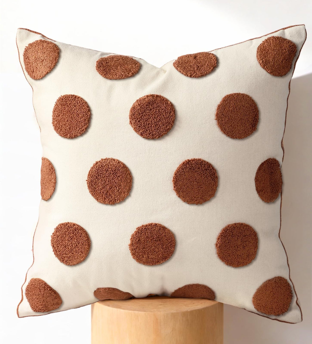 Fall Embroidered Throw Pillow Cover 18x18 Inch, Brown Striped