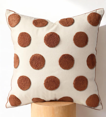 Fall Embroidered Throw Pillow Cover 18x18 Inch, Brown Striped