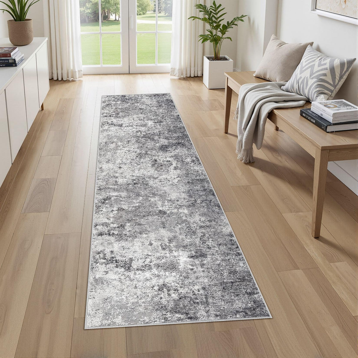 UERMEI 8x10 Area Rug Living Room Rugs - Washable Neutral Modern Abstract Soft Thin Large Rug Indoor Floor No Slip Rug Carpet for Bedroom Under Dining Table Home Office Decor - Brown Grey
