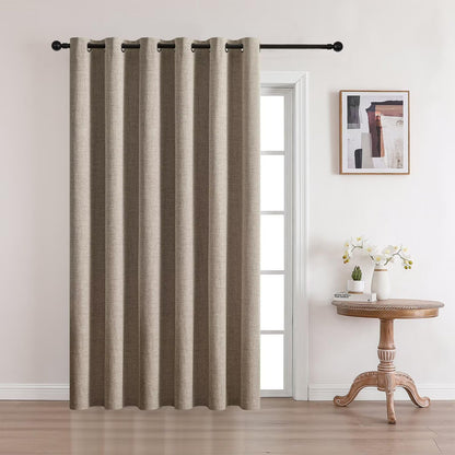 CUCRAF 100% Blackout Window Curtains 84 inches Long 2 Panels Set, Faux Linen Look Thermal Insulated Grommet Drapes, Room Darkening Curtain for Bedroom Living Room(W52 x L84 Inch, Light Khaki)