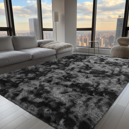 Zentavio 5x8 Area Rugs for Bedroom Fluffy Rugs for Living Room Carpet Large Fuzzy Soft Shag Aesthetic Plush High Pile Gray Throw Rug for Nursery Kids Room Dorm Waved Grey