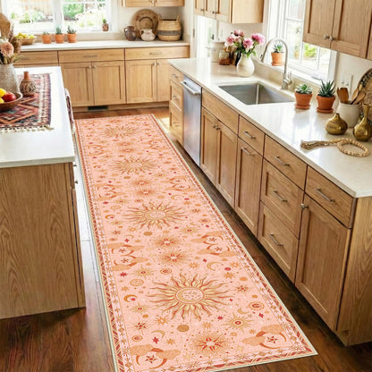 Vacuum-Friendly, 5x7 Washable Area Rug, Black Gold Beige Red