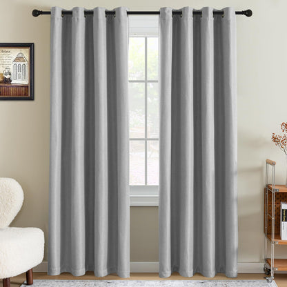 H.VERSAILTEX Linen Blackout Curtain 84 Inches Long for Bedroom/Living Room Thermal Insulated Grommet Linen Look Curtain Drapes Primitive Textured Burlap Effect Window Drapes 1 Panel - Heather Ivory