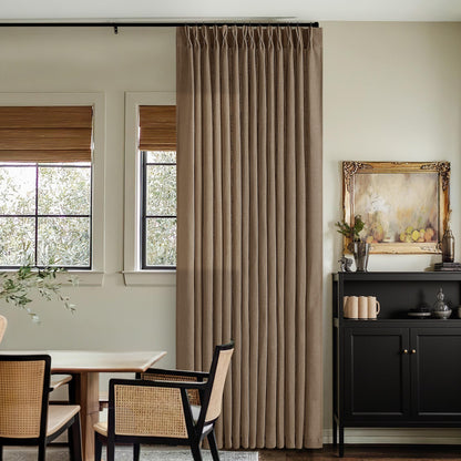 TWODRAPES Natural Pinch Pleated Linen Semi Sheer 84 Inch Curtains 2 Panels