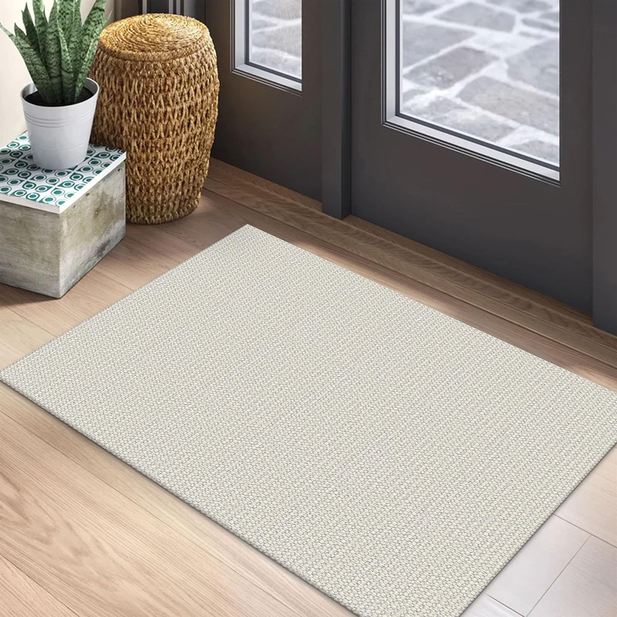 EARTHALL Washable Area Rug, Non Slip Entryway Rug, 4x6 Ft, Sand/Beige