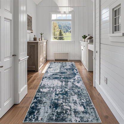 8x10 Area Rugs for Living Room Washable Bedroom Dining Room Blue Grey
