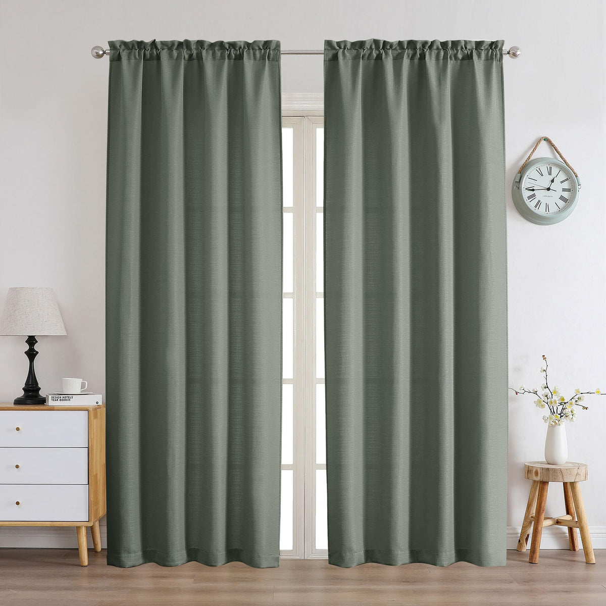 Chyhomenyc White Curtains 84 Inch Length 2 Panels 40Wx84L inches