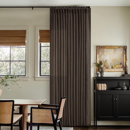 TWODRAPES Natural Pinch Pleated Linen Semi Sheer 84 Inch Curtains 2 Panels