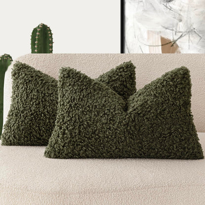Foindtower Decorative Fuzzy Faux Fur Throw Pillow Covers 24x24 Inch Oatmeal