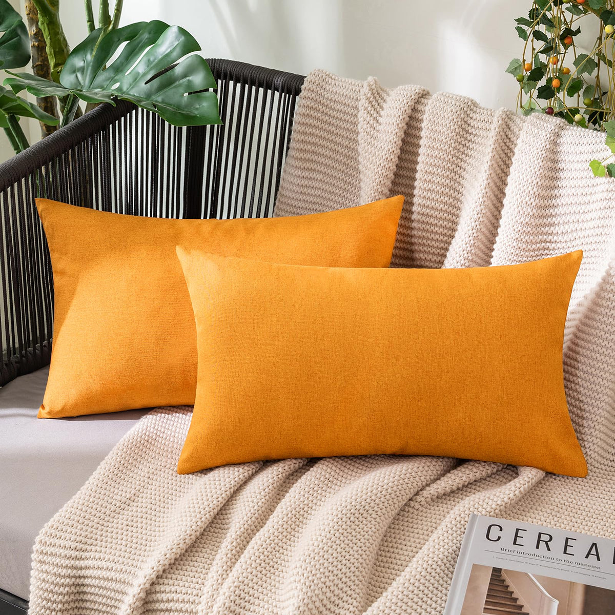 MIULEE Decorative Outdoor Pillow Covers Fall 18x18 Rust