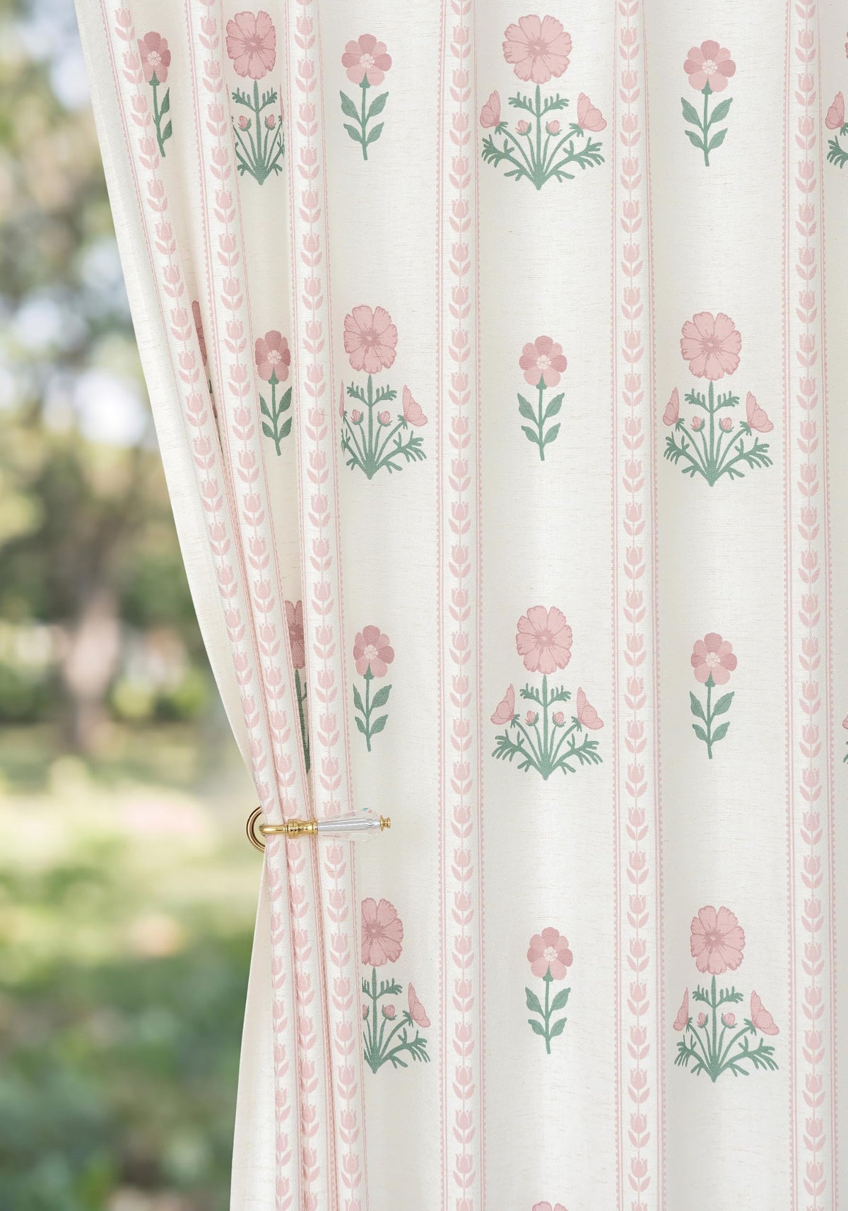Pinch Pleated Curtains for Living Room Bedroom Dining Room - 72 Inches Light Filtering Floral Curtains Luxury Linen Drapes Farmhouse Window Curtains with Hooks - 2 Panels Set, 40" W x 72" L