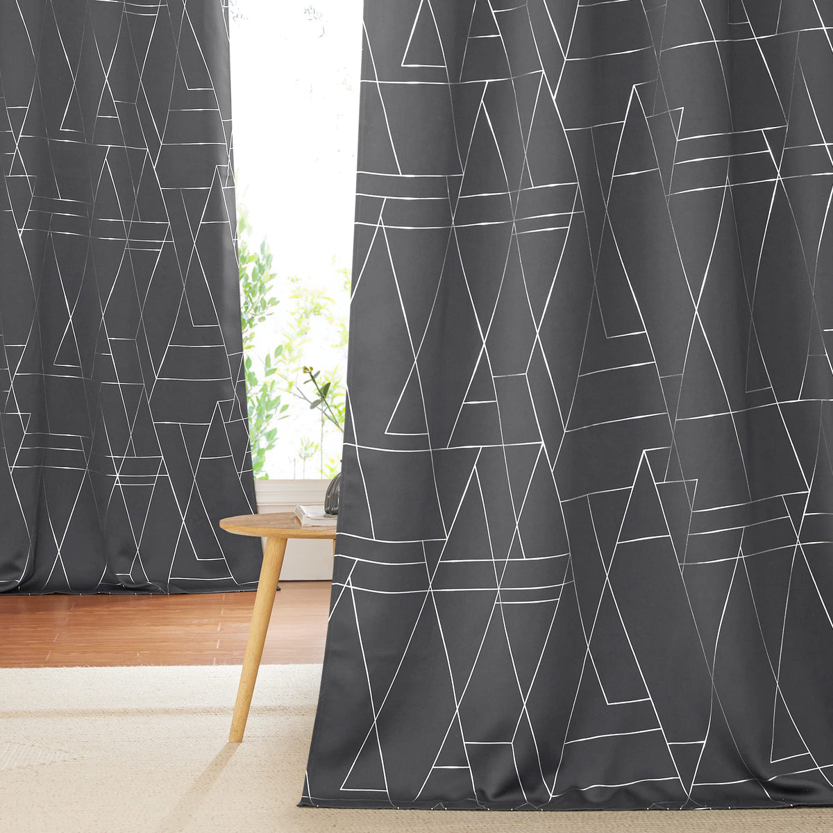 NICETOWN Grey Blackout Striped Pattern Curtains for Living Room, 52 x 84