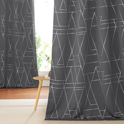 NICETOWN Grey Blackout Striped Pattern Curtains for Living Room, 52 x 84