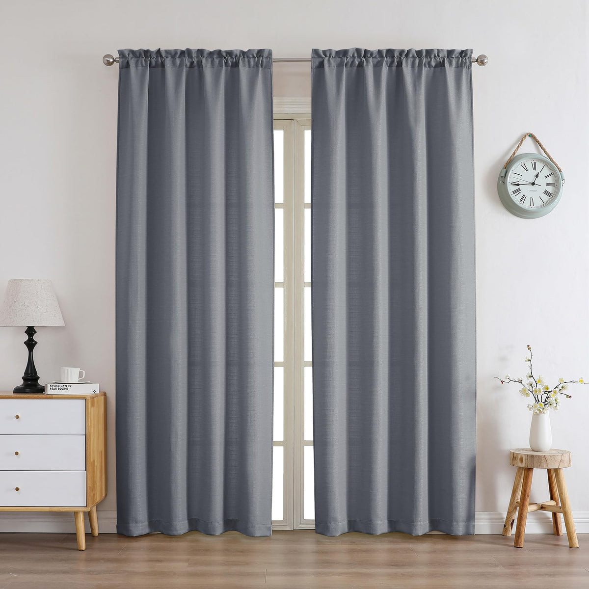 Chyhomenyc White Curtains 84 Inch Length 2 Panels 40Wx84L inches