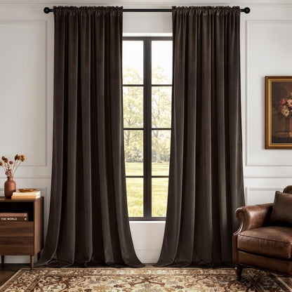 MIULEE Dusty Rose Pink Velvet Room Darkening Curtains for Bedroom W52 x L84