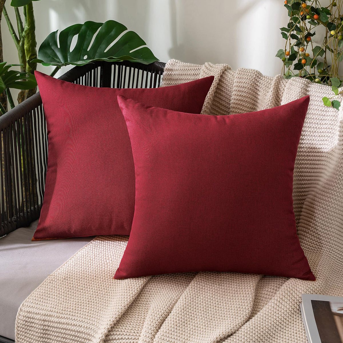 MIULEE Decorative Outdoor Pillow Covers Euro Waterproof 24x24 Beige