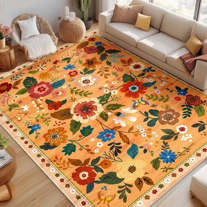 RELEANY Floral Washable 5x7 Area Rugs Pink