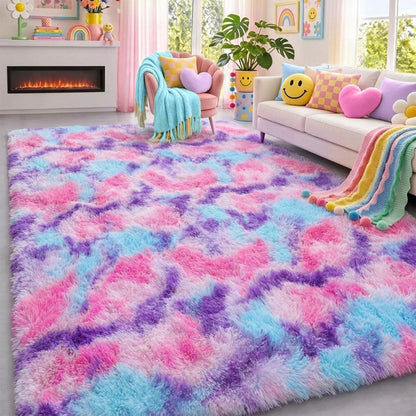Fluffy Grey Rug for Bedroom 4x6, Modern Area Rugs for Kids Room Living Room
