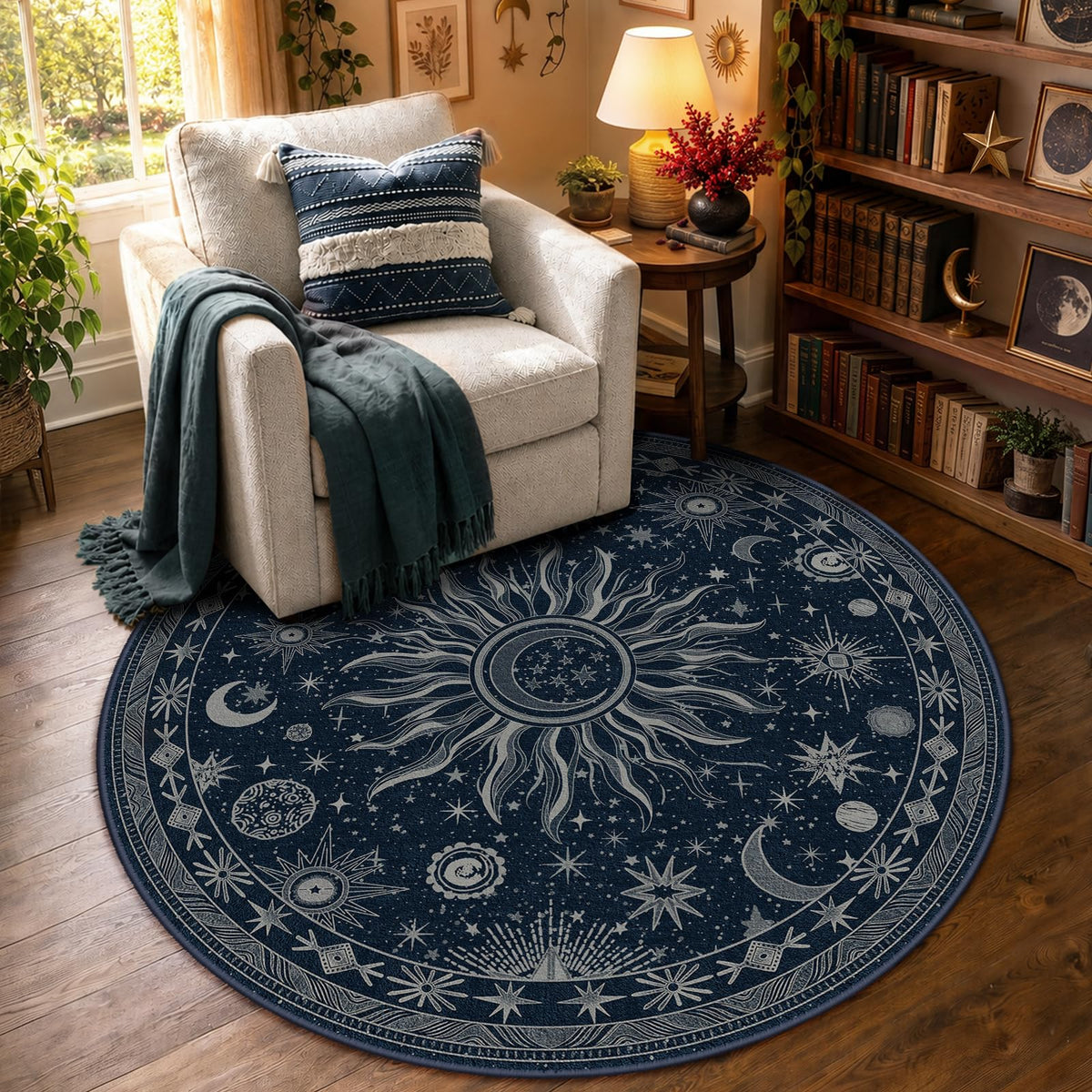 Vacuum-Friendly, 5x7 Washable Area Rug, Black Gold Beige Red