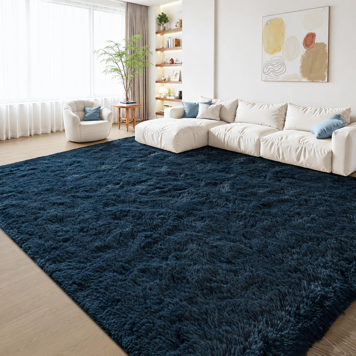 Zentavio 5x8 Area Rugs for Bedroom Fluffy Rugs for Living Room Carpet Large Fuzzy Soft Shag Aesthetic Plush High Pile Gray Throw Rug for Nursery Kids Room Dorm Waved Grey