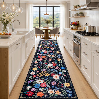 PLHXFR 8x10 Area Rug Living Room: Floral Washable Boho Carpet Dark Green