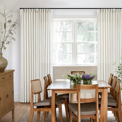 TWODRAPES Natural Pinch Pleated Linen Semi Sheer 84 Inch Curtains 2 Panels