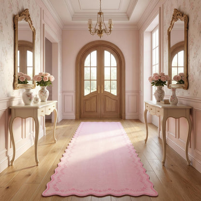 GarveeHome 5x7 Scalloped Area Rug Jute Washable Bedroom Living Room Rug
