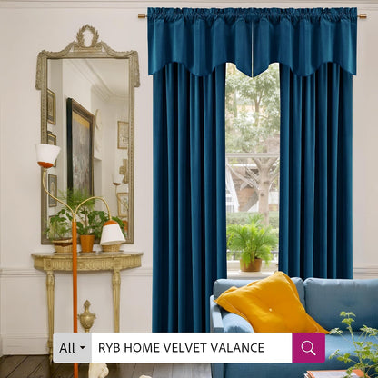 RYB HOME Blue Velvet Blackout Curtains for 84 inches Bedroom Living Room