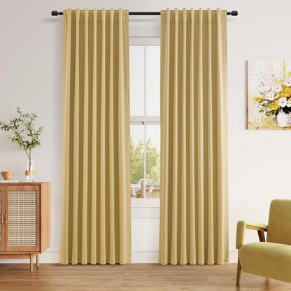 Guken Cream Linen Blackout Curtains 84 Inch Length 2 Panels Set for Living Room Bedroom Back Tab Thermal Insulated 100% Black Out Drapes Room Darkening Window Curtain Ivory Natural Beige