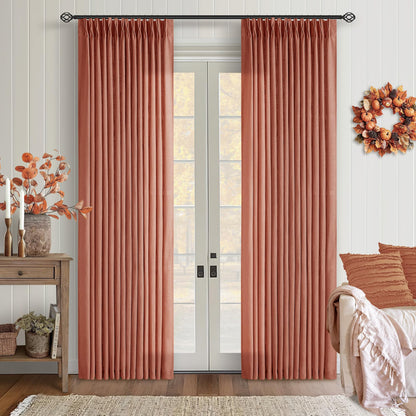 TWODRAPES Natural Pinch Pleated Linen Semi Sheer 84 Inch Curtains 2 Panels