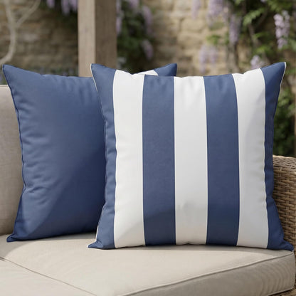 Decorative Outdoor Pillows Set of 2 - Waterproof 18x18 Throw Pillow Covers