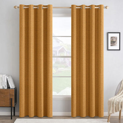 MIULEE 100% Blackout Linen Curtains for Bedroom 52x84 Inches Natural Beige