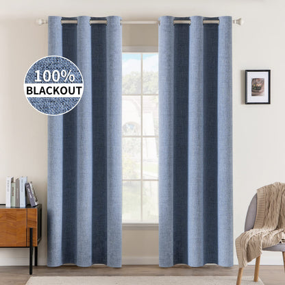 MIULEE 100% Blackout Linen Curtains for Bedroom 52x84 Inches Natural Beige
