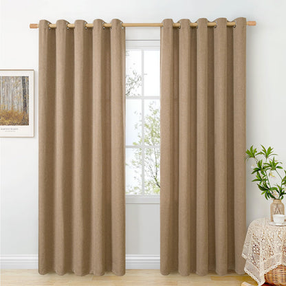 BGment Oatmeal Linen Curtains 84 Inch Length 2 Panels Set for Living Room