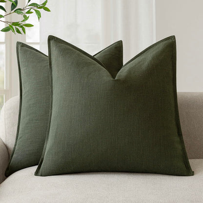 Foindtower Linen Solid Decorative Throw Pillow Covers 20x20 Natural Beige