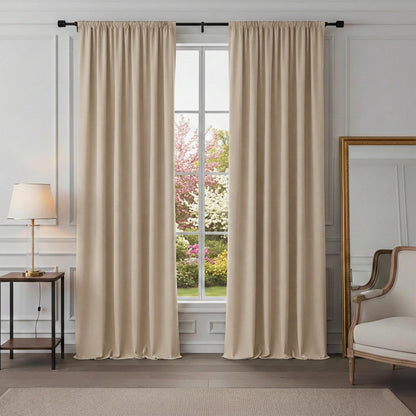 PONY DANCE Black Out Curtains 72 inch Long, Black, 2 Panels