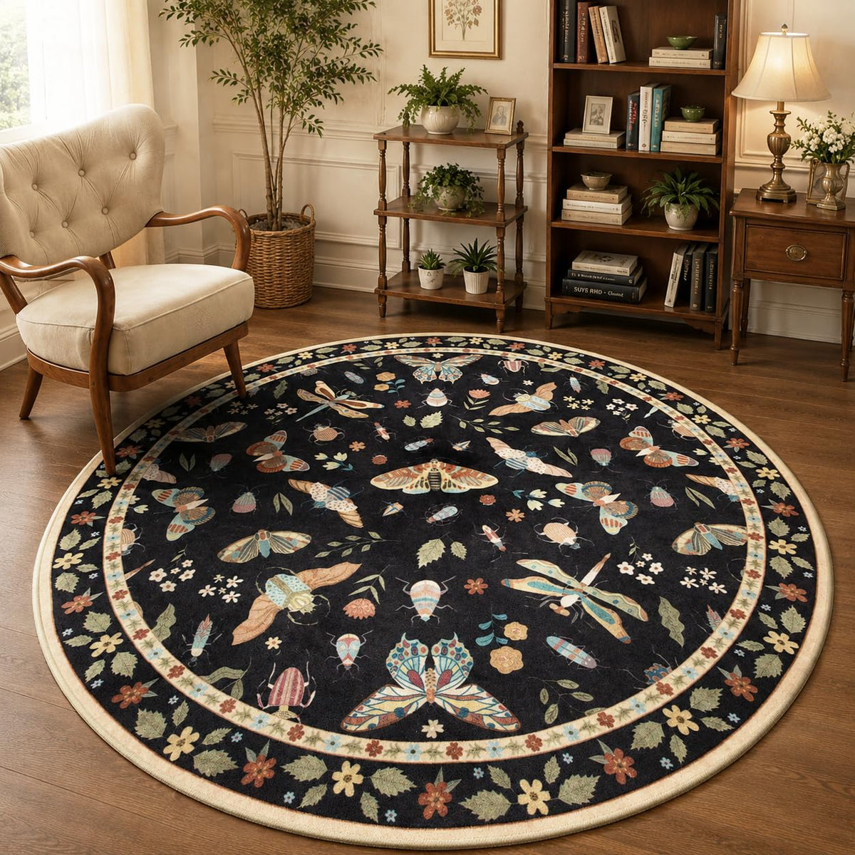 Lahome Bug Washable Area Rugs 5x7, Soft Green Rug for Living Room Bedroom