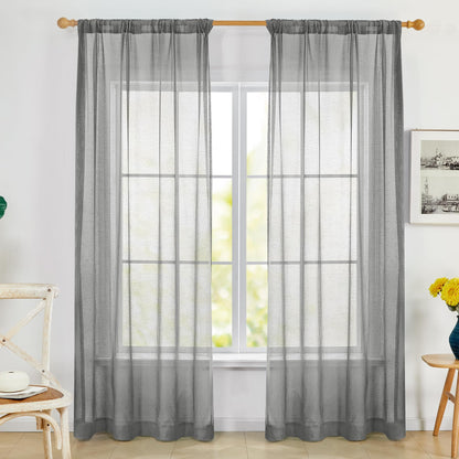 Deconovo Light Filtering Sheer Curtains 72 Inches Long for Living Room