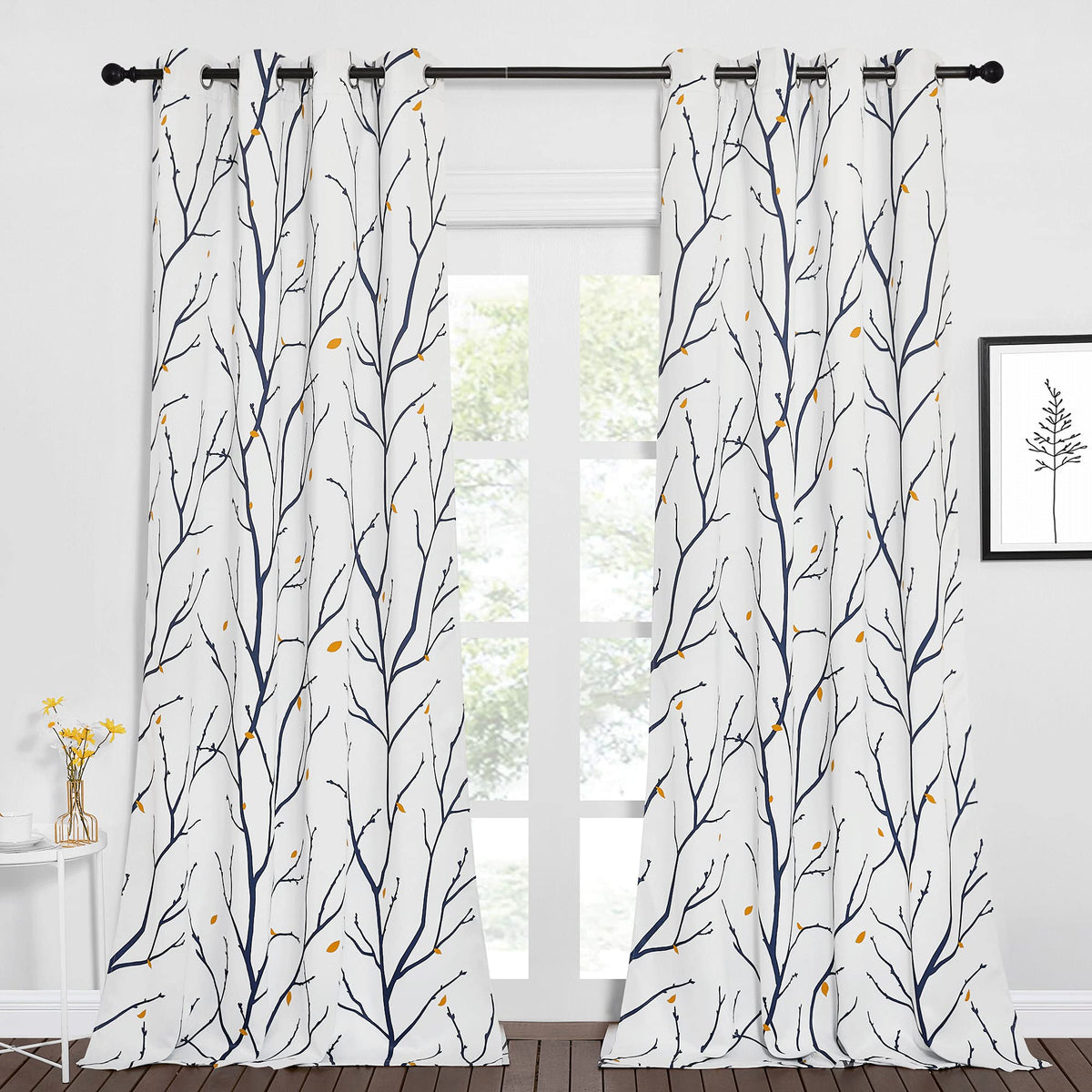 NICETOWN Grey Blackout Striped Pattern Curtains for Living Room, 52 x 84