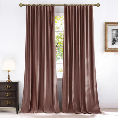 NICETOWN Olive Green Velvet Blackout Curtains 84" Long, 52" Wide, 2 Panels
