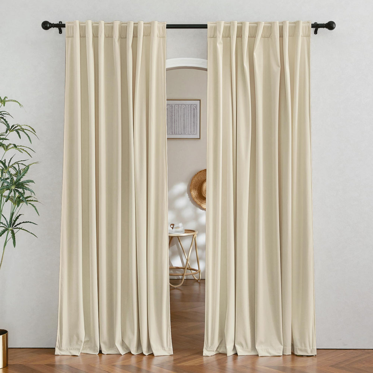 RYB HOME Blue Velvet Blackout Curtains for 84 inches Bedroom Living Room