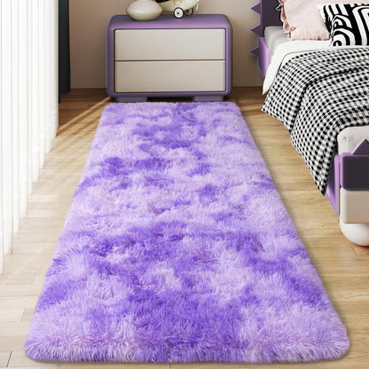 Ultra Soft Runner Rugs for Bedroom Hallways with Upgraded Non-Slip Rubber Backing & Thick Memory Sponge, 2x6 Feet Fluffy Shag Throw Area Rug for Bedside Dorm Dark Grey